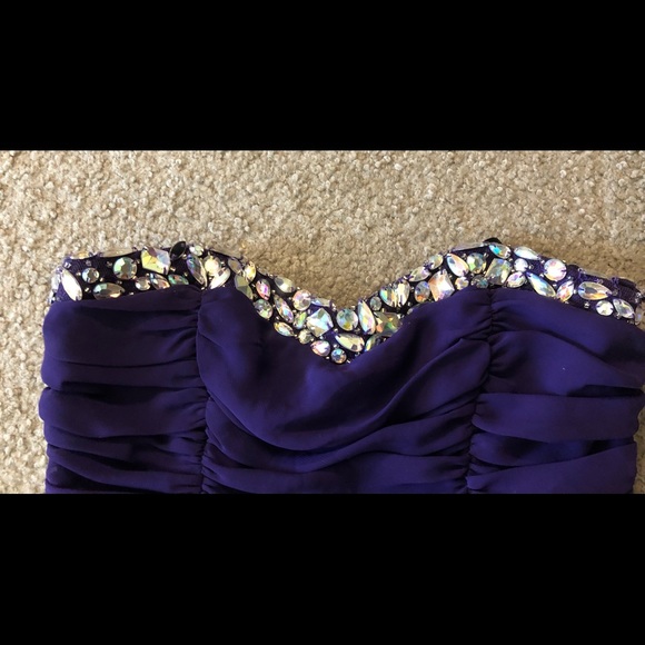 Windsor sequins Rhinestones strapless Purple dress size 7 - Picture 6 of 15